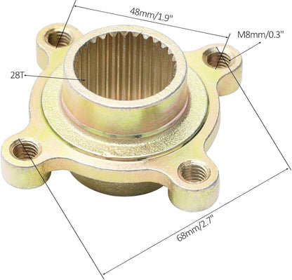 4 Stud Rear Wheel Rim Hub 28T Flange Spline Disc Brake Rotor Hub Adapter for ATV UTV Quad Buggy 4-Wheeler Go Kart Golf Cart