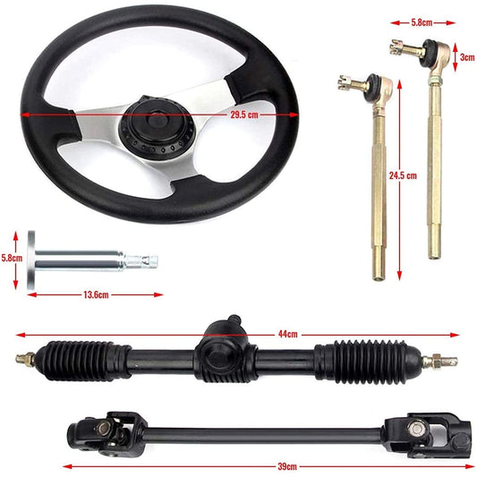 Kit de dirección para Go Kart, volante de 300mm, volante de 320 mm, 420 mm, engranaje de dirección, barra de dirección, piñón, eje delantero.